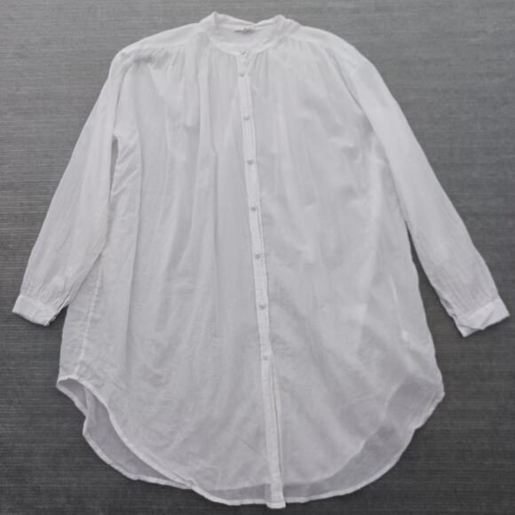 Skin Worldwide Tunic Blouse Womens White Size 0 Button Up Lightly Sheer Flowy - Picture 12 of 12